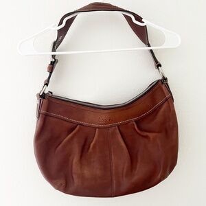 COACH Brown all leather shoulder purse handbag